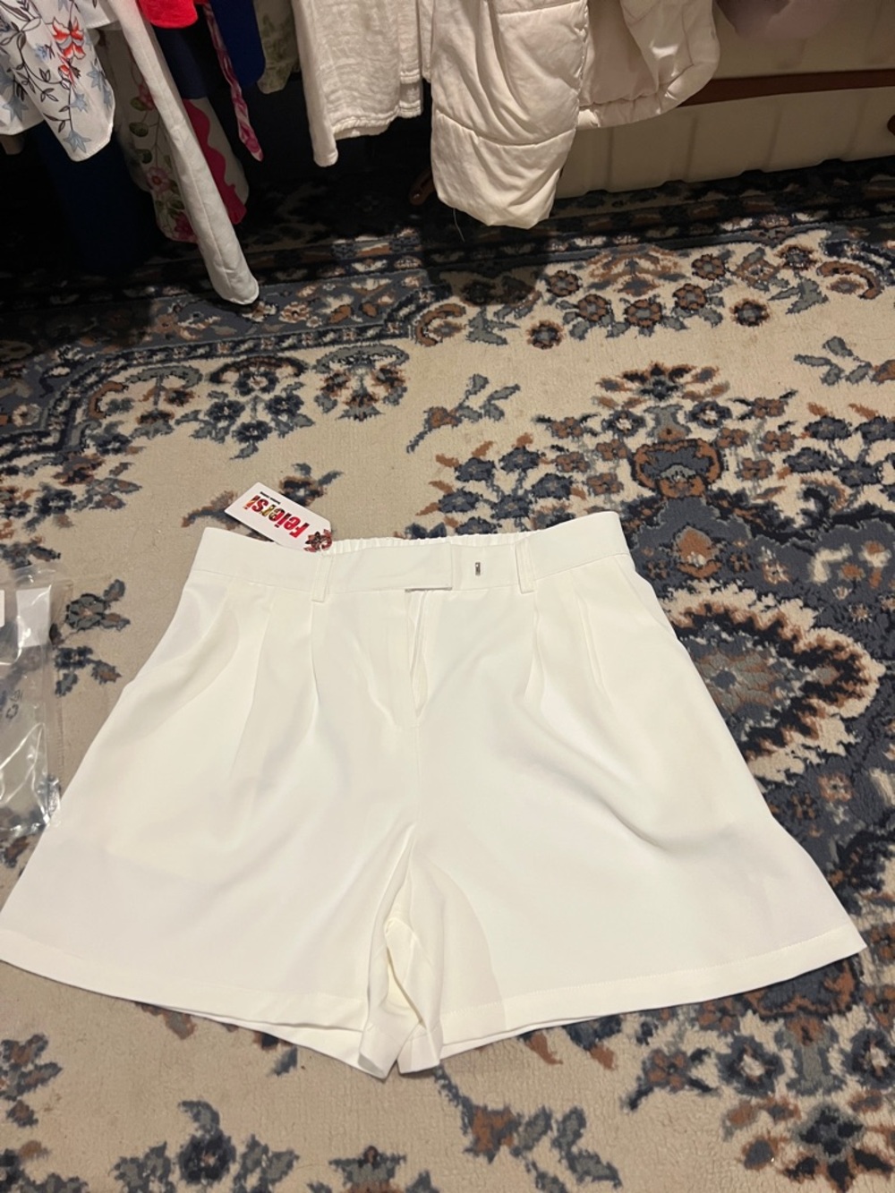 High-Rise White Women’s Tailored Shorts